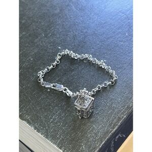 Sterling Silver Charm Bracelet With Prayer Box 3D Charm